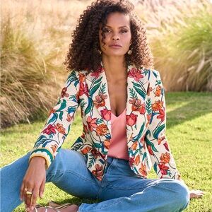 FLASH SALE: Boston Proper Multicolor Floral Blazer - Tweed, Embellished